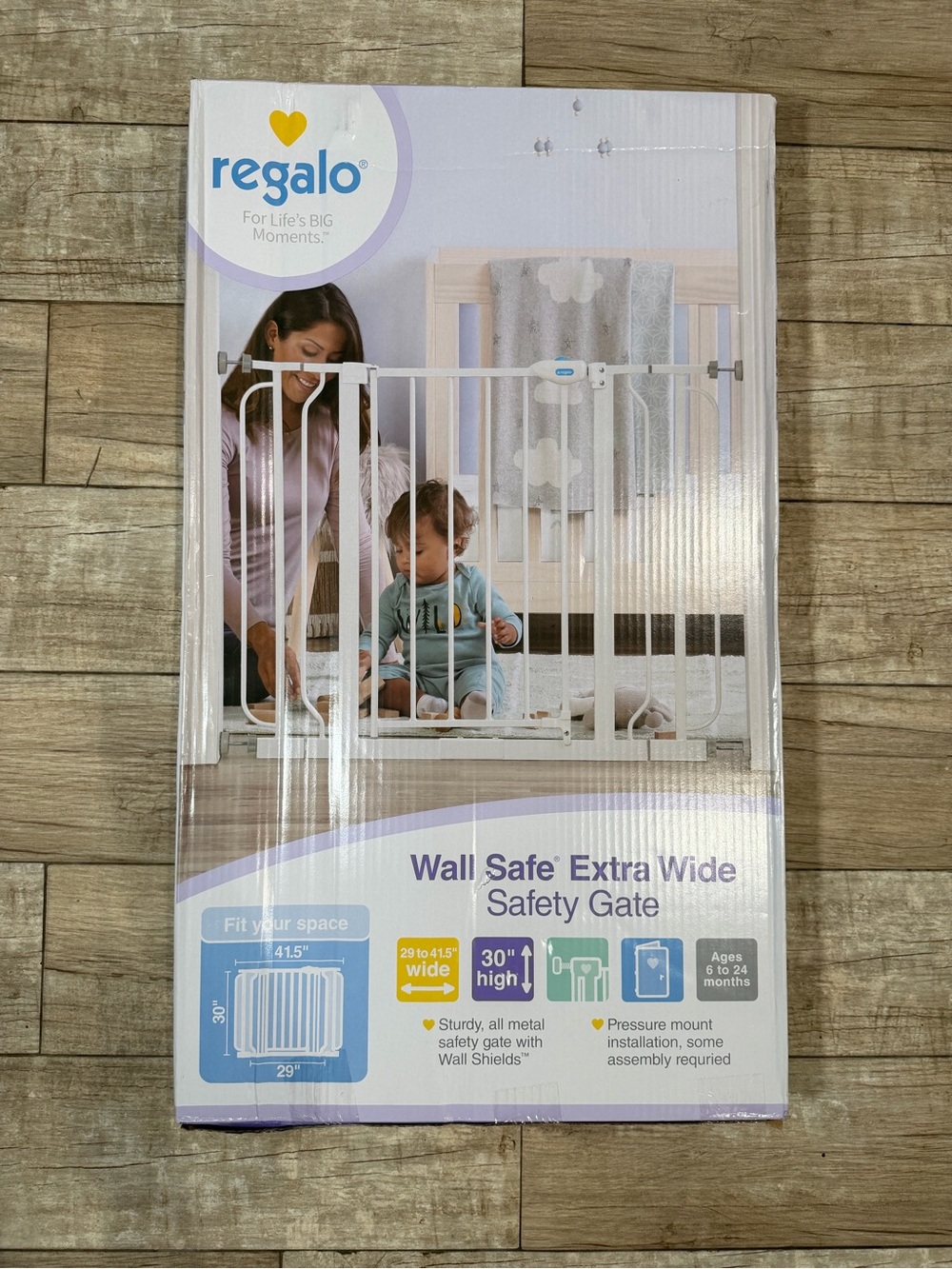 Regalo White Extra Wide Wall Safe Safety Gate - Pressure Mount